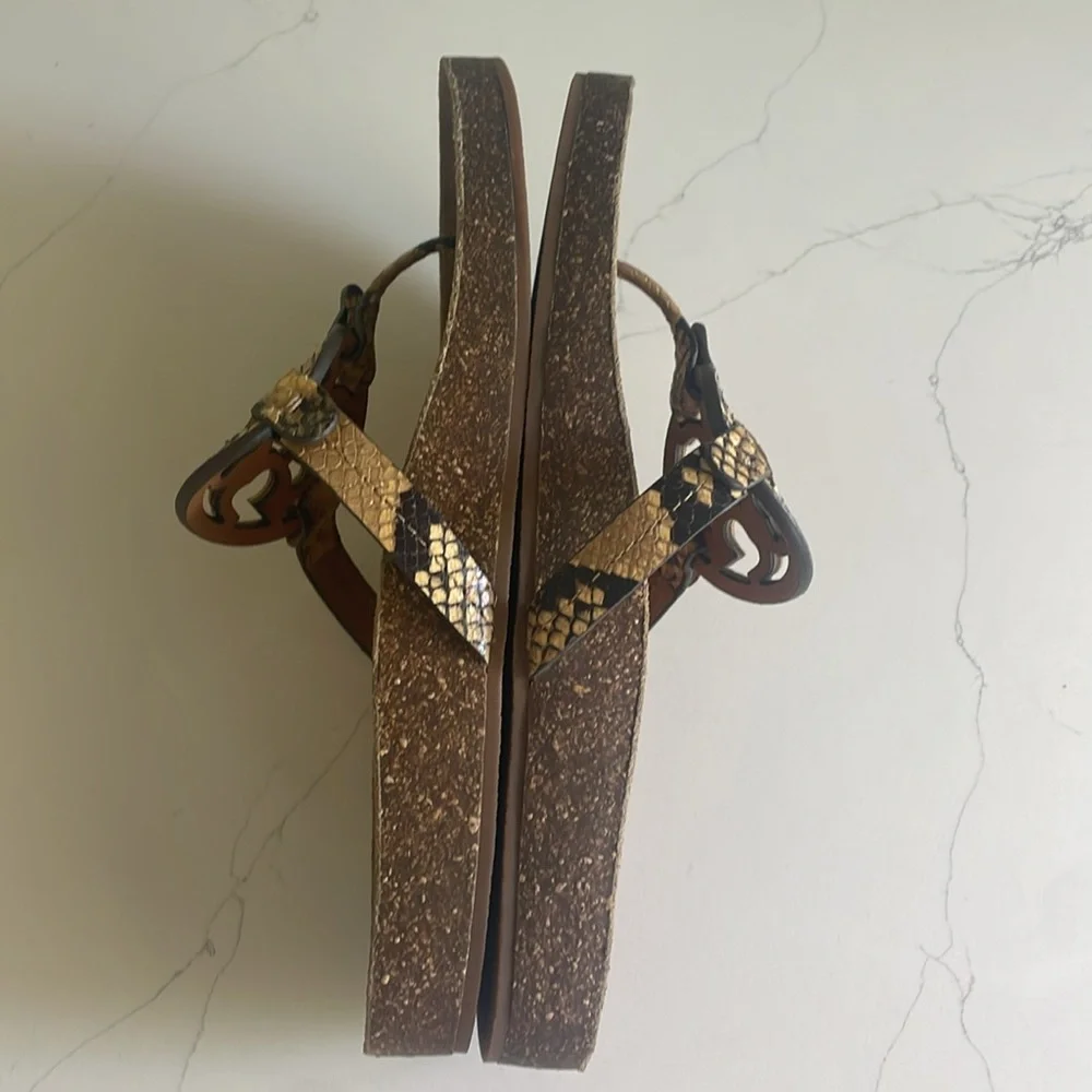 Tory Burch Brown Snake-Print Miller Thong Sandals